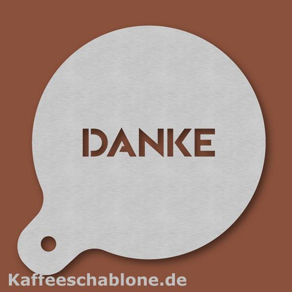 Kaffeeschablone Danke aus Edelstahl
