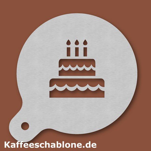 Kaffeeschablone Geburtstagstorte aus Edelstahl