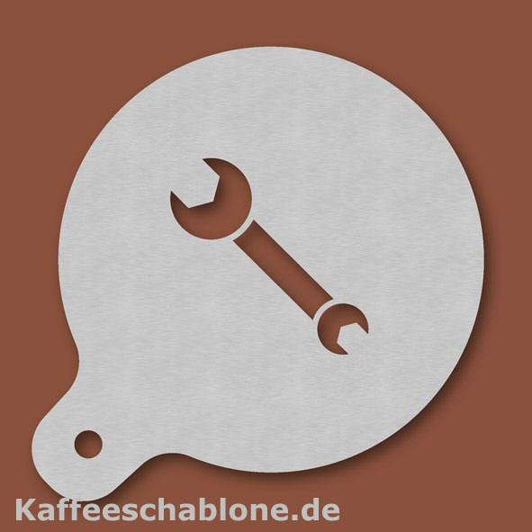 Kaffeeschablone Schraubenschl&uuml;ssel aus Edelstahl