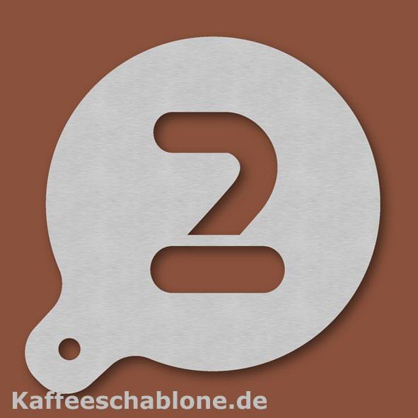 Kaffeeschablone Zahl 2 aus Edelstahl