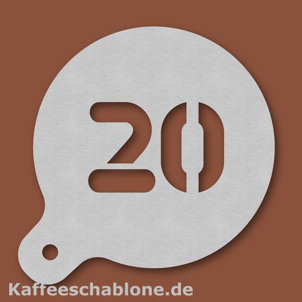 Kaffeeschablone Zahl 20 aus Edelstahl