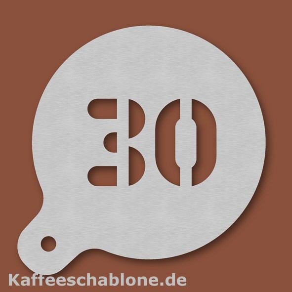 Kaffeeschablone Zahl 30 aus Edelstahl
