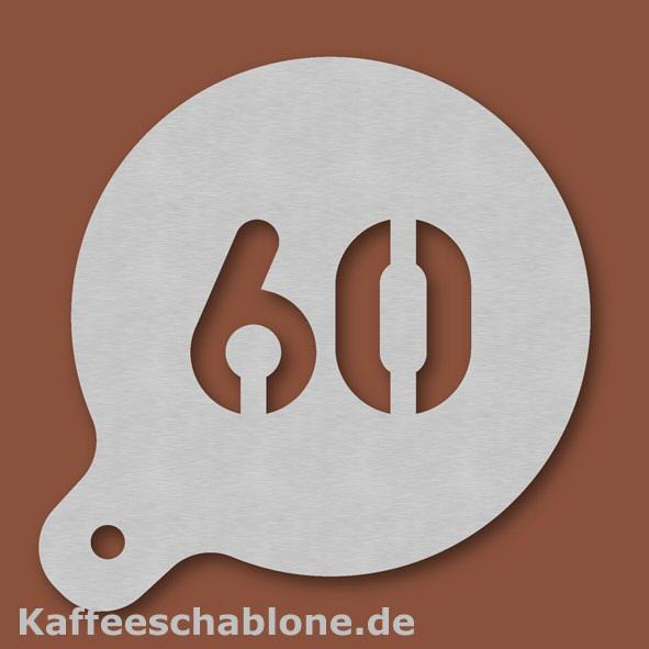 Kaffeeschablone Zahl 60 aus Edelstahl