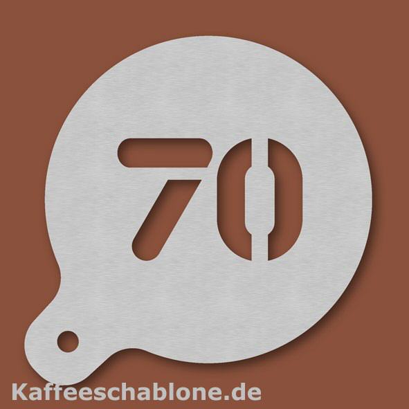 Kaffeeschablone Zahl 70 aus Edelstahl