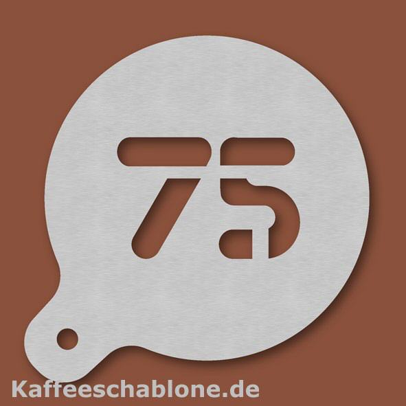 Kaffeeschablone Zahl 75 aus Edelstahl
