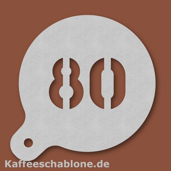 Kaffeeschablone Zahl 80 aus Edelstahl