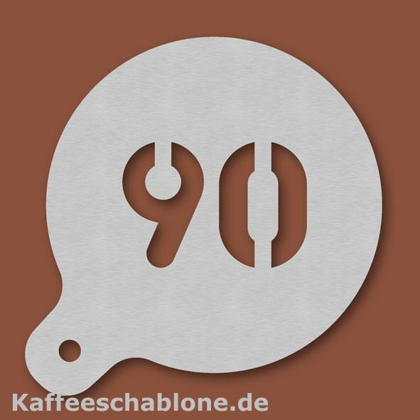 Kaffeeschablone Zahl 90 aus Edelstahl