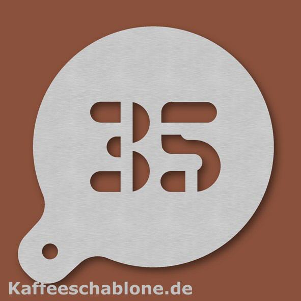 Kaffeeschablone Zahl 35 aus Edelstahl