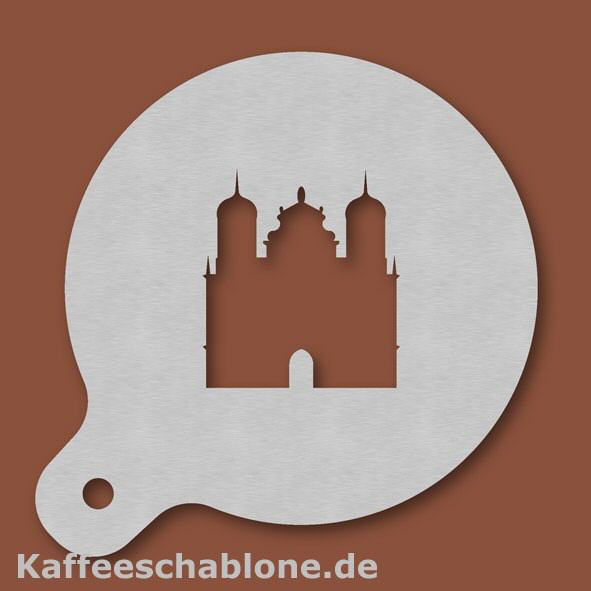 Kaffeeschablone Augsburger Rathaus aus Edelstahl