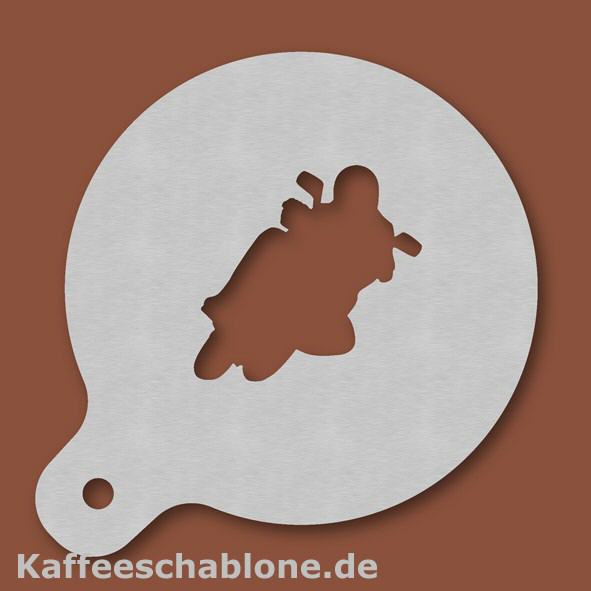 Kaffeeschablone Motorradfahrer aus Edelstahl