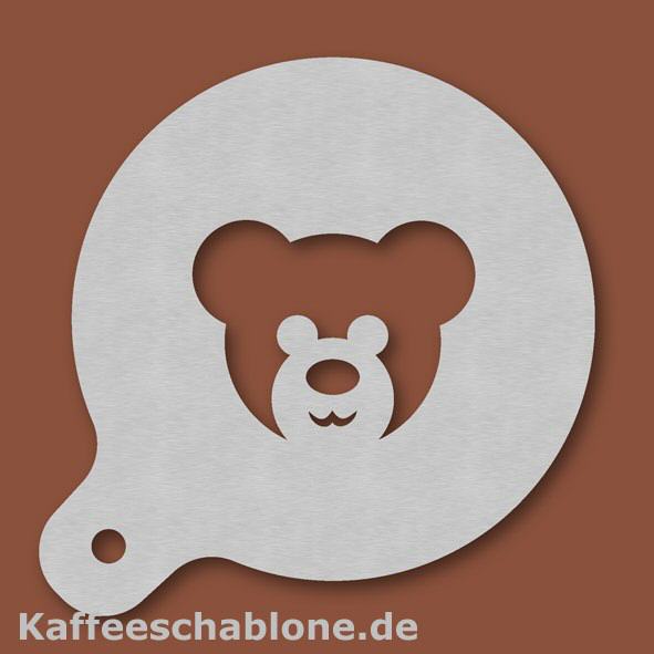 Kaffeeschablone Teddyb&auml;rkopf aus Edelstahl
