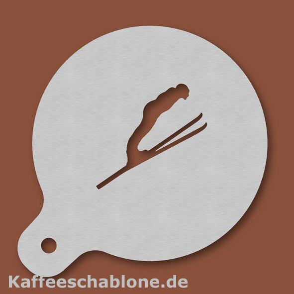 Kaffeeschablone Skispringer aus Edelstahl